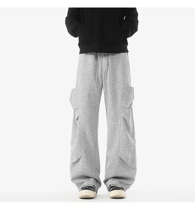 American Heavyweight Grey Pleated Sweatpants Detail
