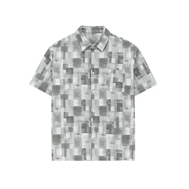 Men's Soft Cotton Plaid Short-Sleeve Shirt Set Detail