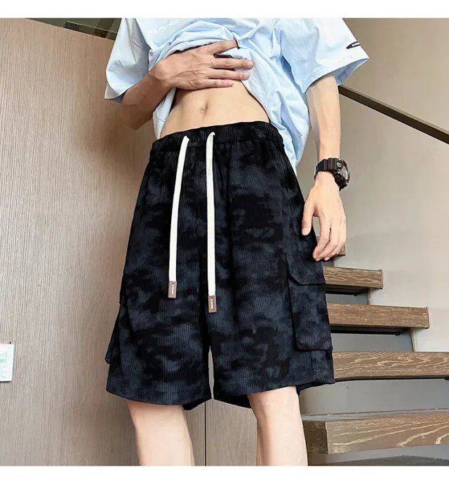 Men's Camo Tie-Dye Breathable Cargo Shorts Detail