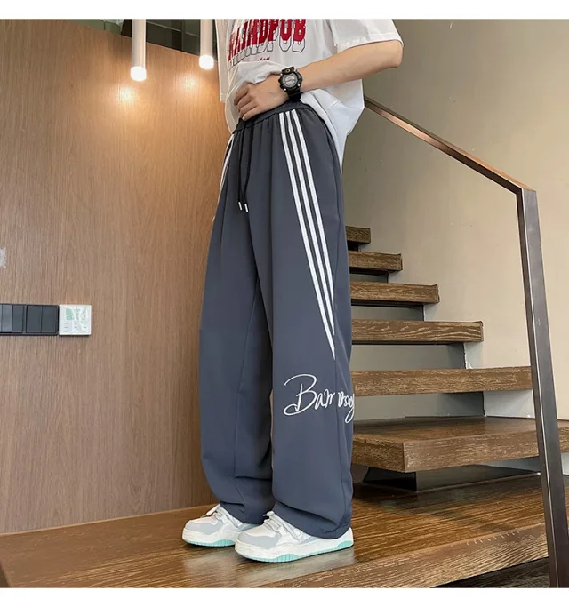 Men's Summer Ice Silk Baggy Straight Leg Trousers Detail