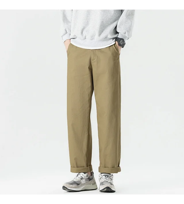 Autumn Men's Retro Japanese Straight Cargo Pants Detail
