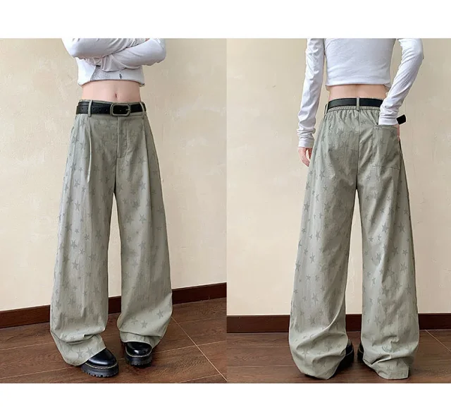 Men's Loose BF Straight Pants with Colorful Star Prints Detail