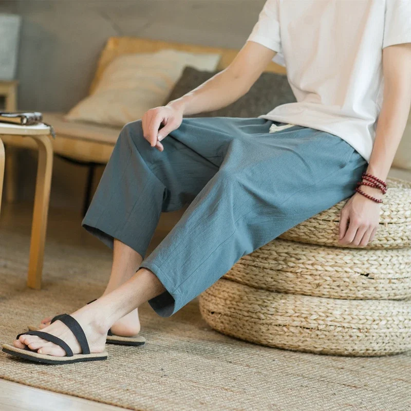 Summer Men's Linen Casual Capris