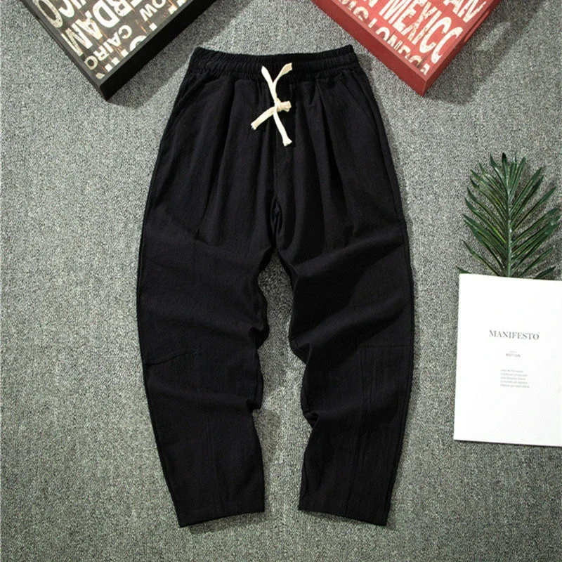 Men's Summer Linen Pants - Loose Wide-Leg