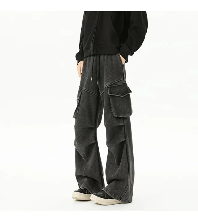 190 Tall Men's Long Loose Straight Sweatpants Detail