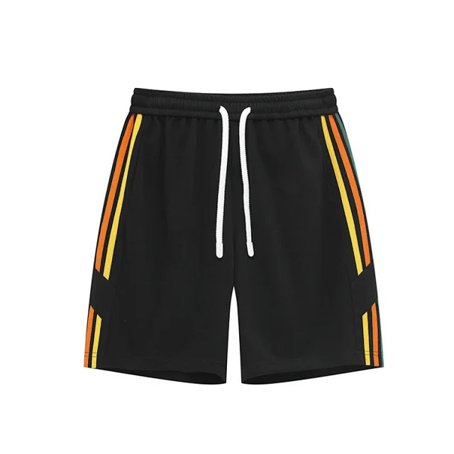 Men's Summer Basketball Shorts with Rainbow Ribbon Stripe Detail