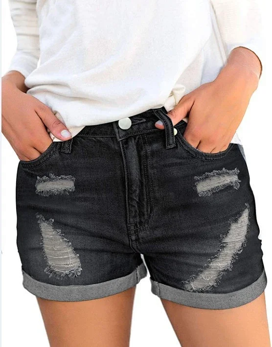 Plus-Size Retro Y2K Denim Shorts Detail