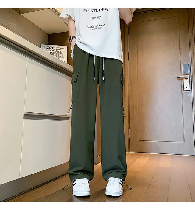 Maroon Quick - Dry Ice Silk Men's Summer Cargo Pants Detail