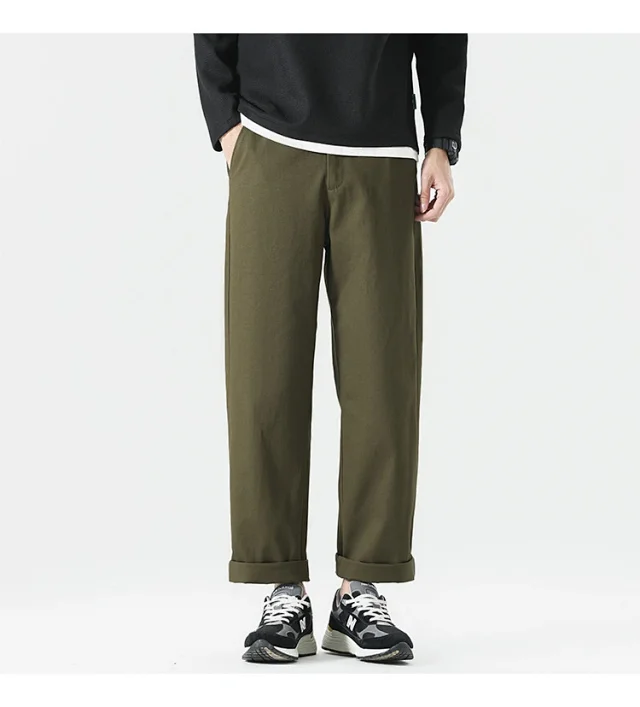 Autumn Men's Retro Japanese Straight Cargo Pants Detail
