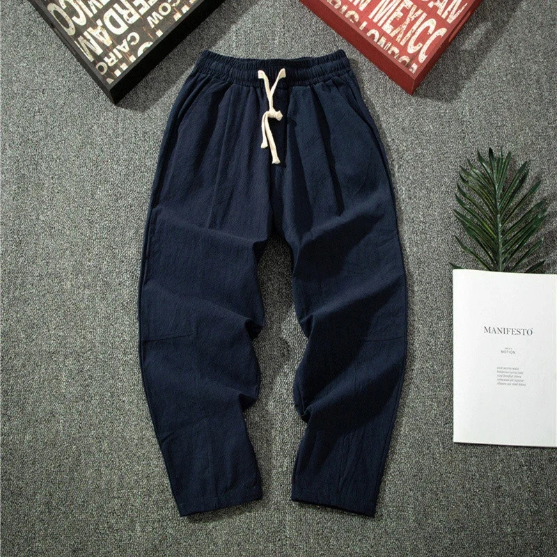 Men's Summer Linen Pants - Loose Wide-Leg