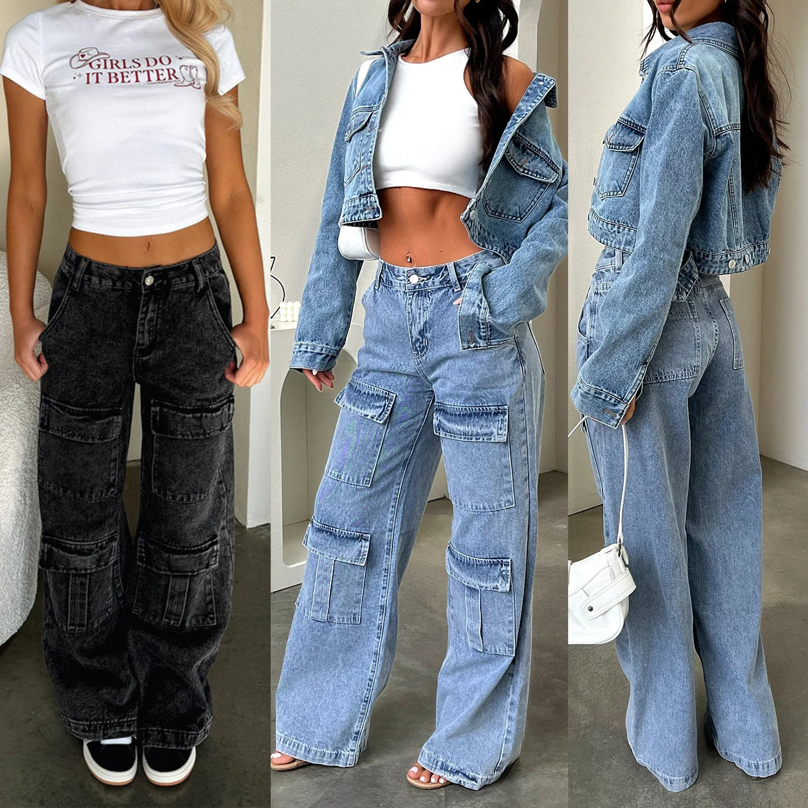 Retro Wide-Leg Denim Jeans