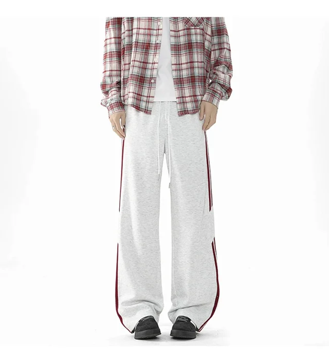 2025 Spring New US High Street Striped Patchwork Sweatpants for Men (Large Size, Wide-Leg, Loose & Casual Sportswear) Detail