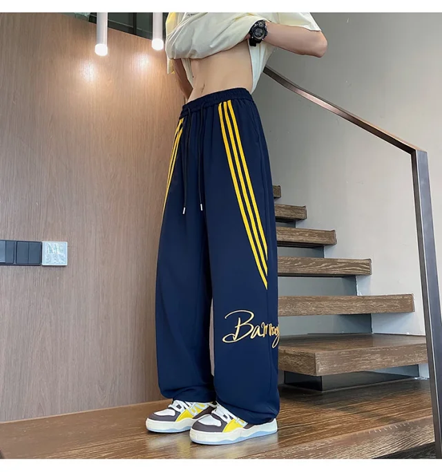 Men's Summer Ice Silk Baggy Straight Leg Trousers Detail