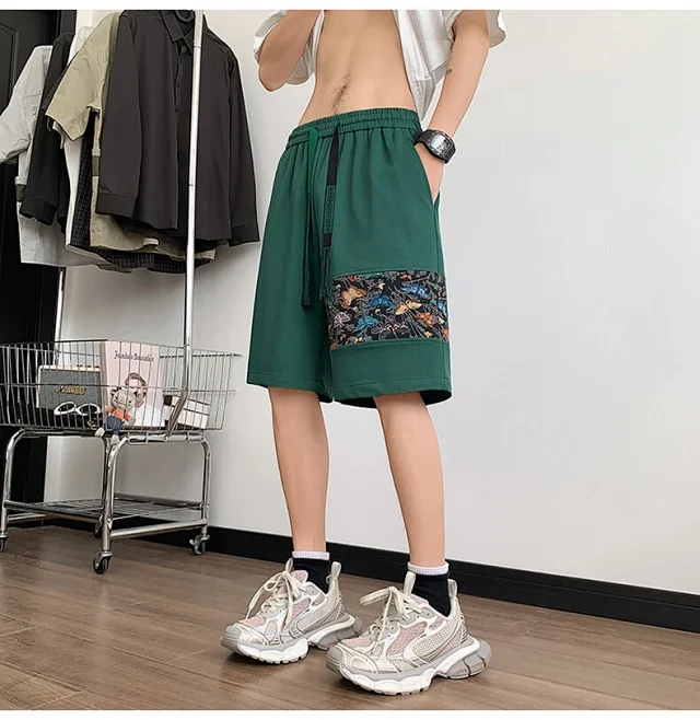 Chinese-style Embroidered Men's Sport Shorts Detail