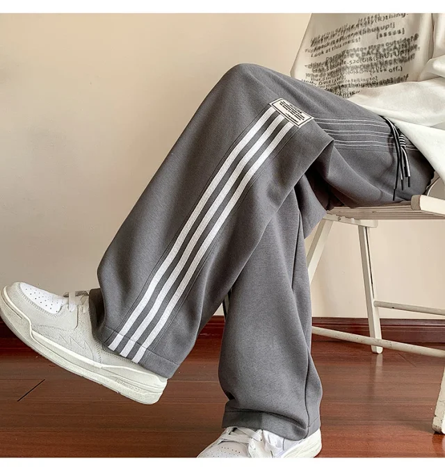 Japanese Oversize Men's Spring Retro Stripe Pants Detail