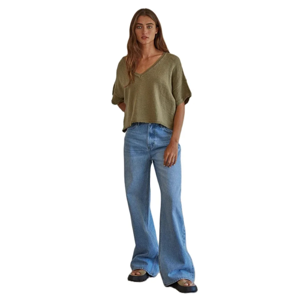 European and American Washed High - Waist Loose Jeans