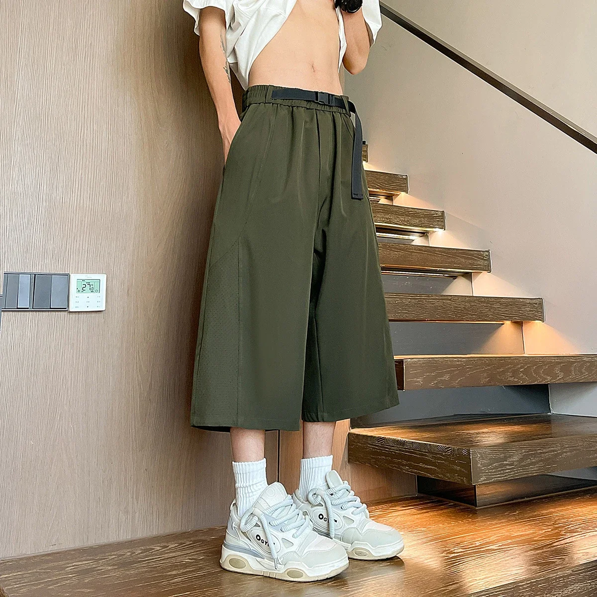 Men's Summer Mesh Pants with Belt