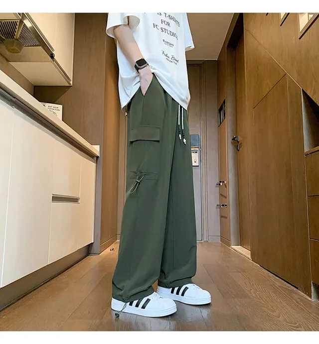 Maroon Quick - Dry Ice Silk Men's Summer Cargo Pants Detail