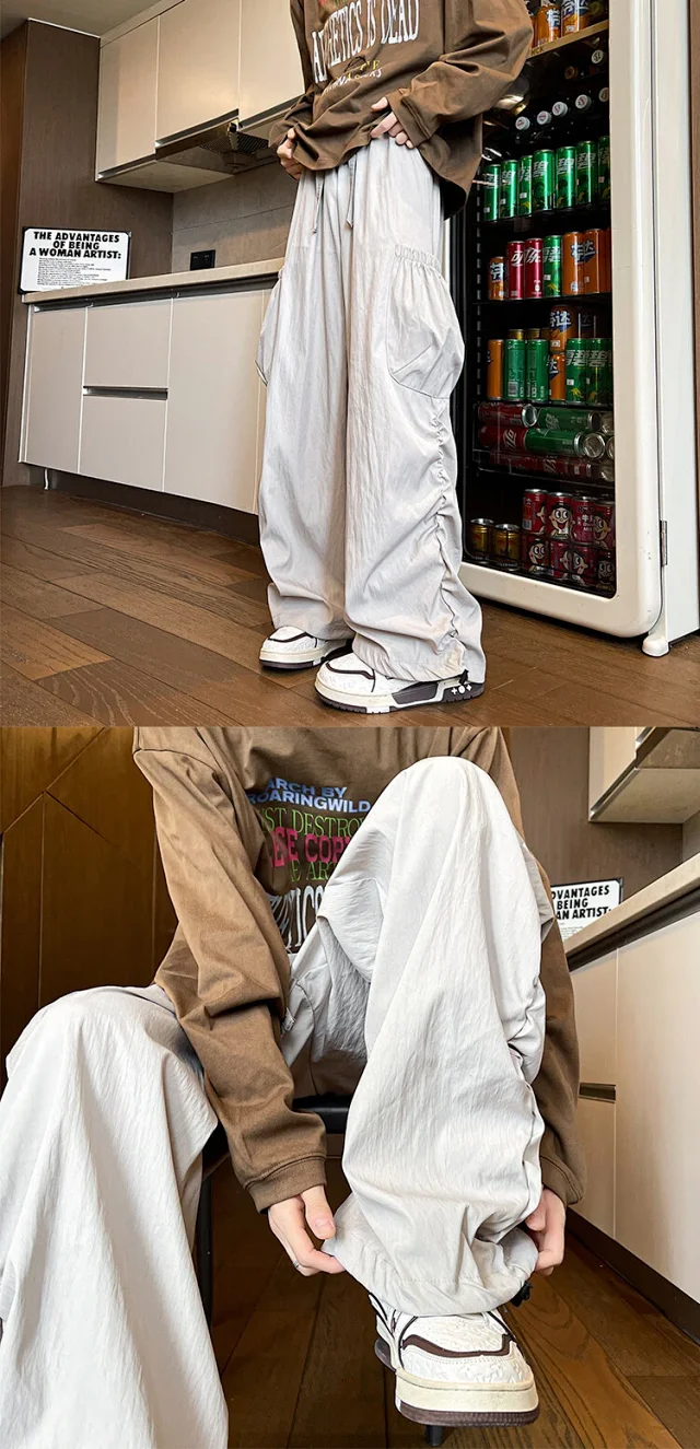 Unisex Parachute Cargo Pants Detail