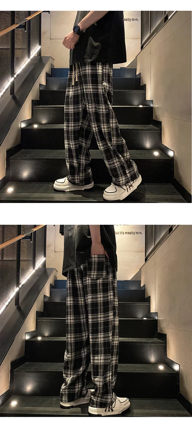 Men's Retro Checkered Oversize Pants Detail