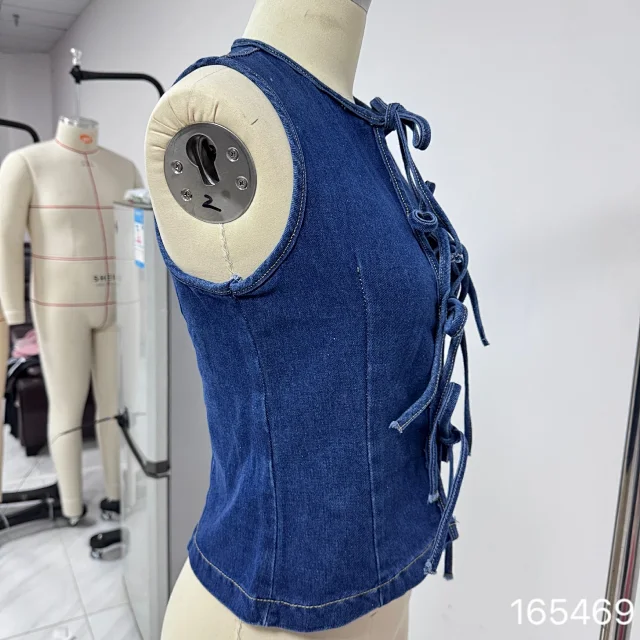 Factory Direct: Amazon AliExpress European & American Women's Fashion Casual Strappy Denim Vest Detail