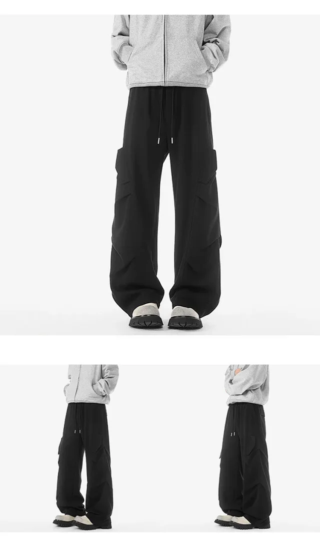 American Heavyweight Grey Pleated Sweatpants Detail
