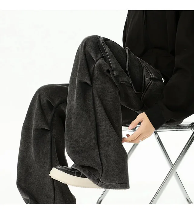 190 Tall Men's Long Loose Straight Sweatpants Detail
