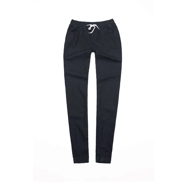 Elastic Waist Drawstring Low-Rise Denim Pants for Women Detail