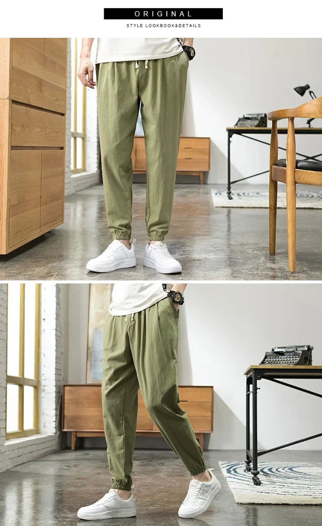 Wind Linen Loose Men's Harem Pants Detail