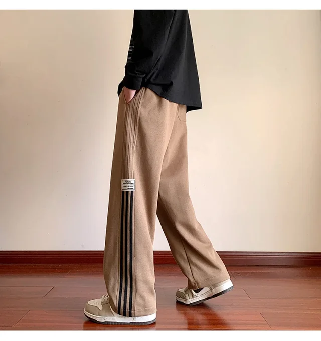Japanese Oversize Men's Spring Retro Stripe Pants Detail