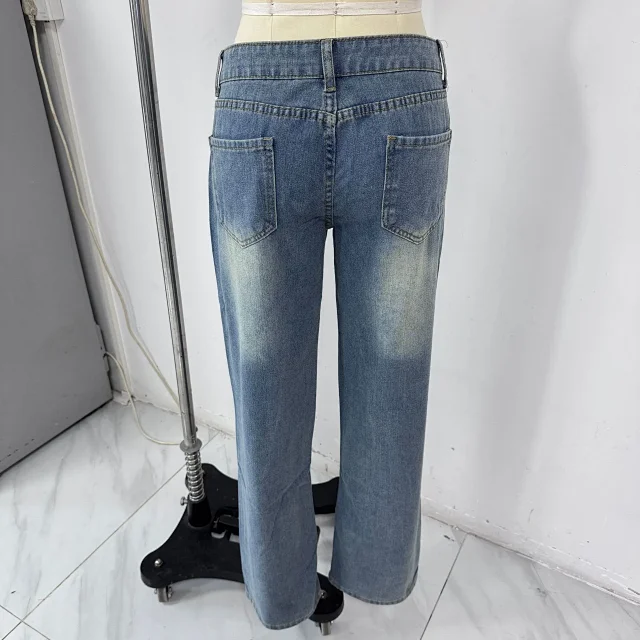 Vintage Wide - Leg Printed Jeans for Women Detail