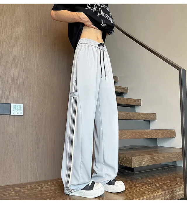 Men's 2025 Summer Ice Silk Wide - Leg Pants Detail
