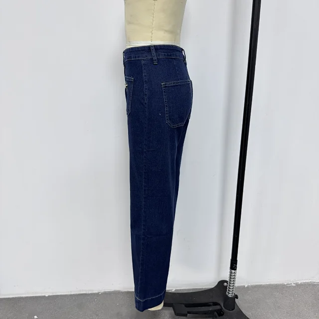 Loose Straight Flare Jeans, High-Waist, All-Match Detail