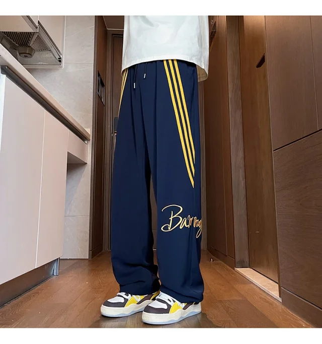 Men's Summer Ice Silk Baggy Straight Leg Trousers Detail