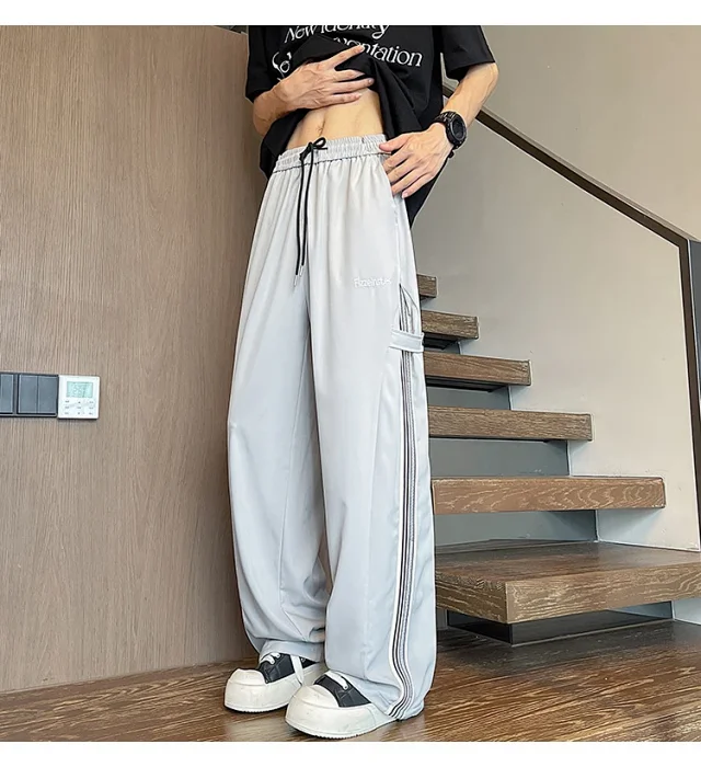 Men's 2025 Summer Ice Silk Wide - Leg Pants Detail