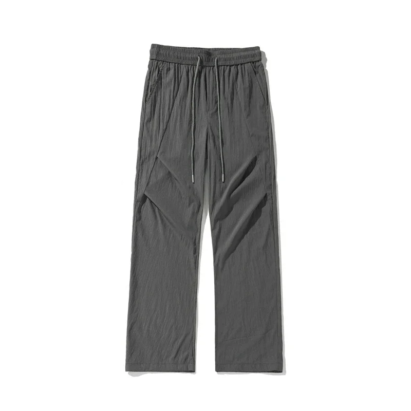 Men's Summer Plain Elastic Ice Silk Pants