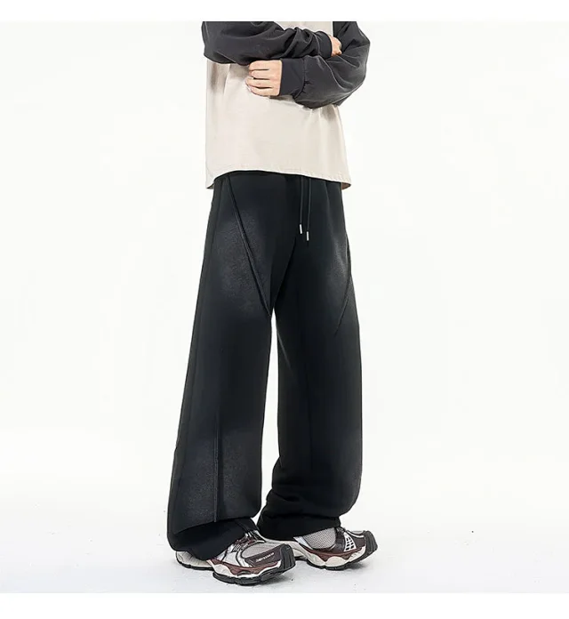 190 Tall Men's Long Washed Distressed Casual Pants Detail