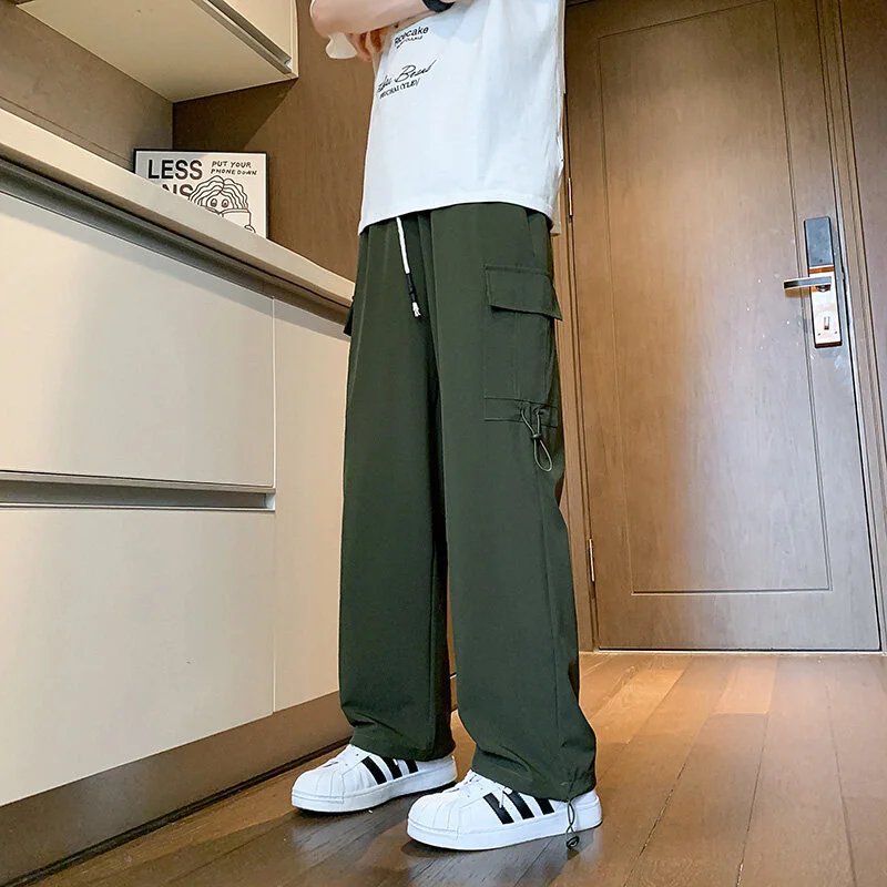 Maroon Quick - Dry Ice Silk Men's Summer Cargo Pants