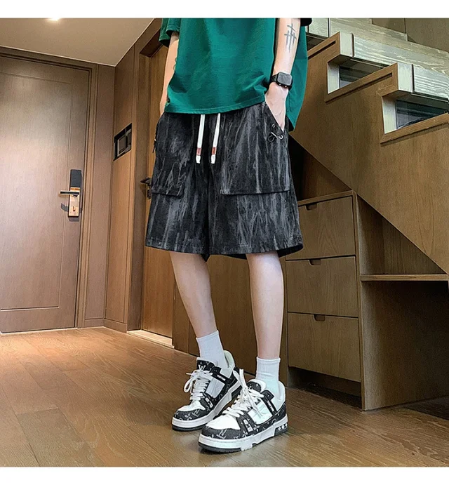Men's Black Shorts with Pockets Detail
