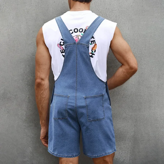 2025 Spring/Summer Men's Euro Luxury Denim Shortalls Detail