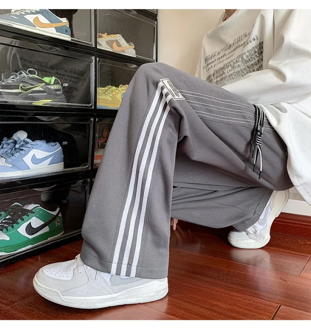 Japanese Oversize Men's Spring Retro Stripe Pants Detail