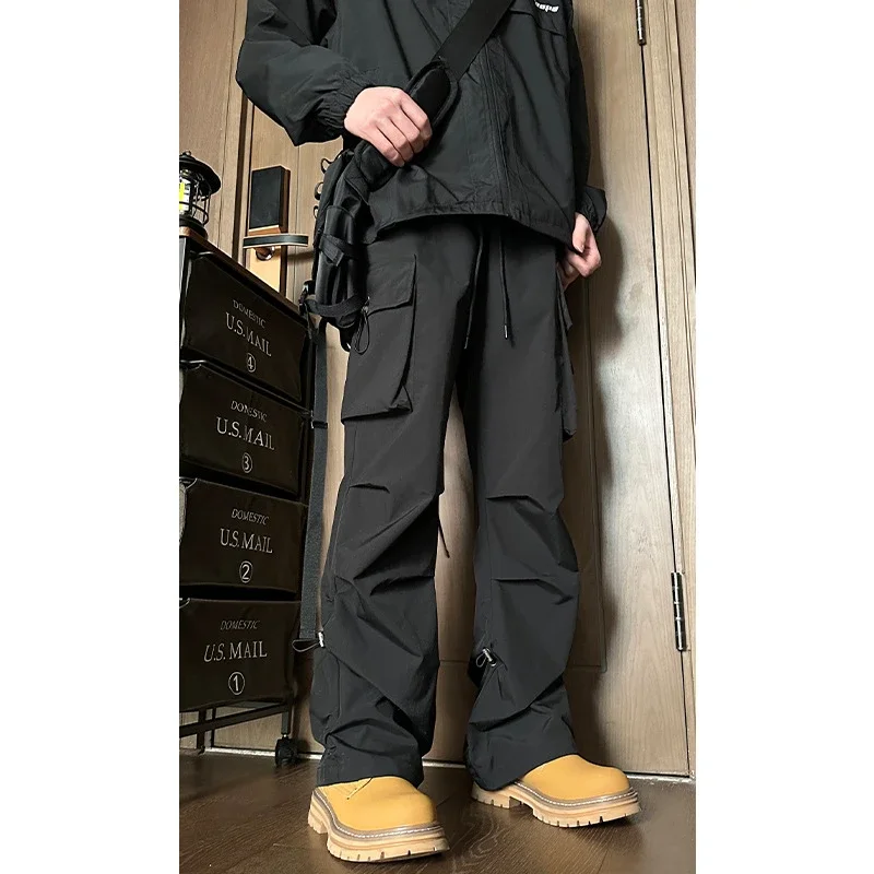 Men's Spring Hiphop Vintage Straight Cargo Pants