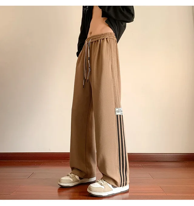 Japanese Oversize Men's Spring Retro Stripe Pants Detail