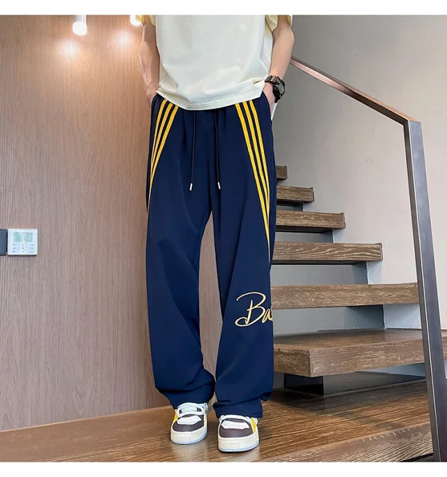 Men's Summer Ice Silk Baggy Straight Leg Trousers Detail