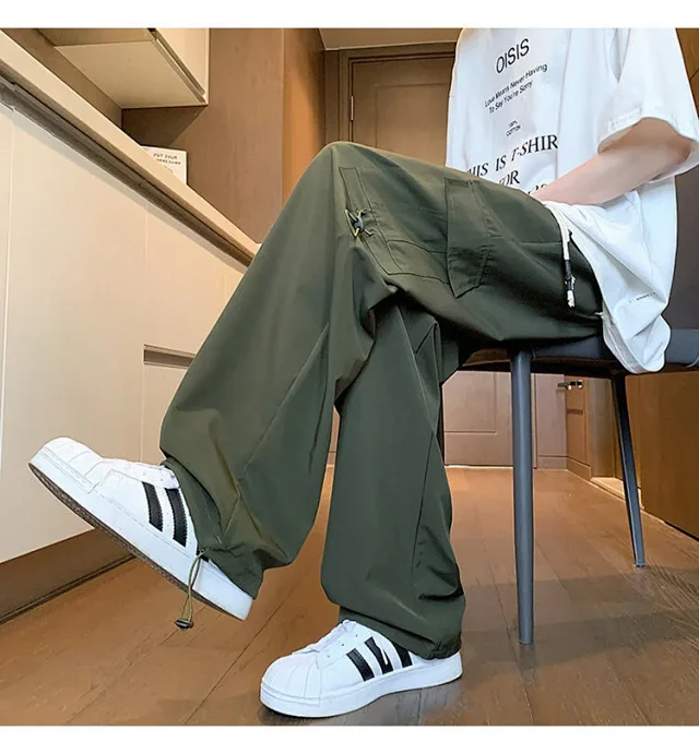 Maroon Quick - Dry Ice Silk Men's Summer Cargo Pants Detail