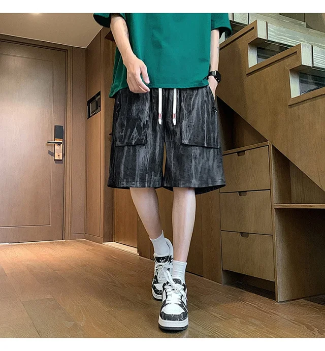 Men's Black Shorts with Pockets Detail