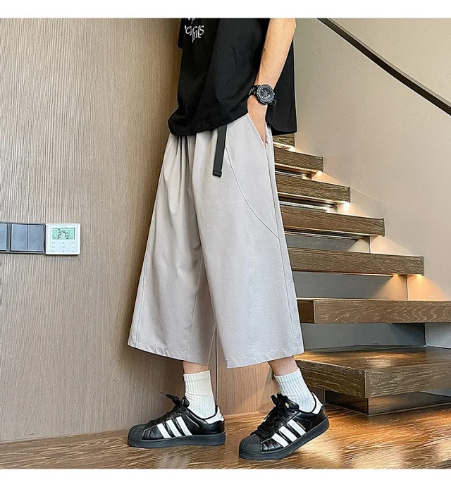 Men's Summer Mesh Pants with Belt Detail