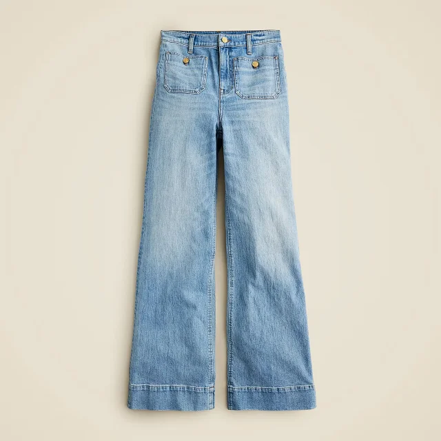 Loose Straight Flare Jeans, High-Waist, All-Match Detail