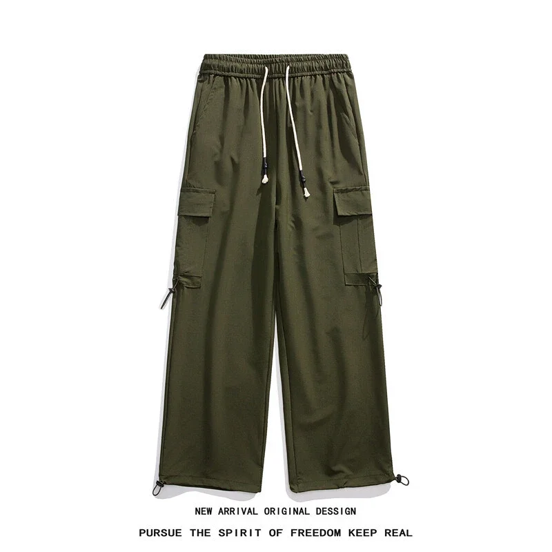 Wine Red Quick - Dry Ice Silk Men's Summer Casual Pants