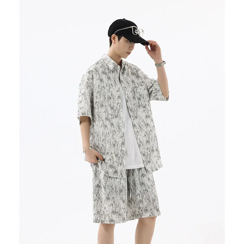 Men's Tie - Dye Short - Sleeve Shirt Set